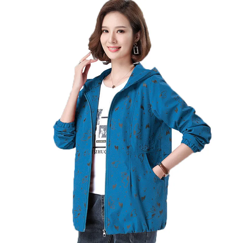 Куртка женская с капюшоном свободная ветровка подкладкой пальто для людей