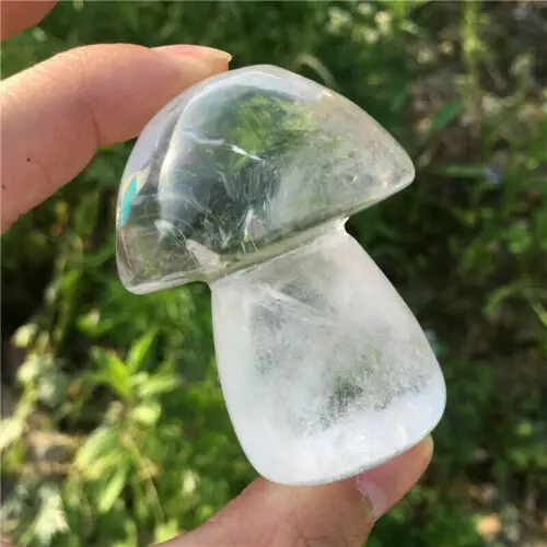 1 шт. Натуральный прозрачный кварцевый резанный вручную гриб кристалл череп