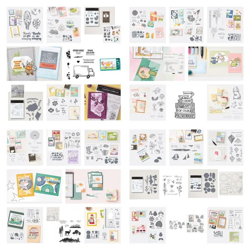 

Flowers Pattern Metal Cutting Dies and Clear Stamps For Diary Decoration Making Greeting Card Scrapbooking Arts 2022 New Arrival