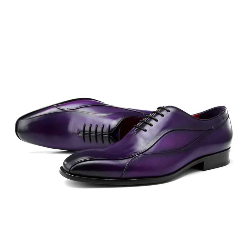 

Handmade Purple Calf Leather Dress Oxfords Quality Mens Wedding Shoes Elegant Black Formal Tuxedo Gents Suit Social Office 44