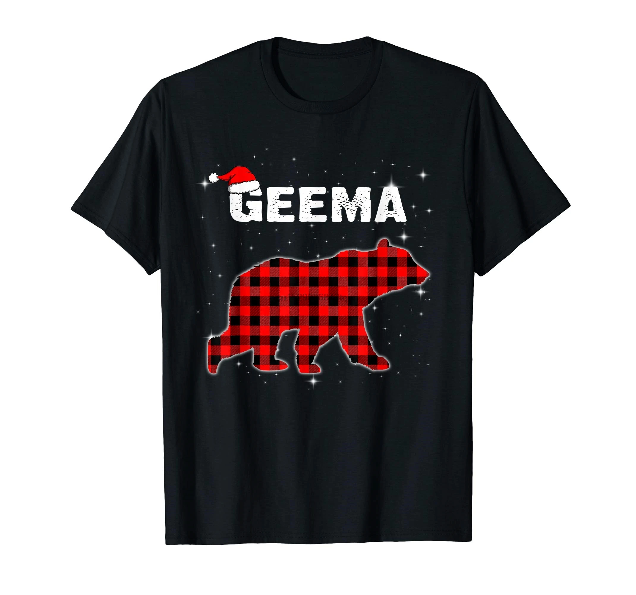 

Plaid Matching Family Christmas Gift T-Shirt-Men's Geema Christmas Bear T-Shirt-Black
