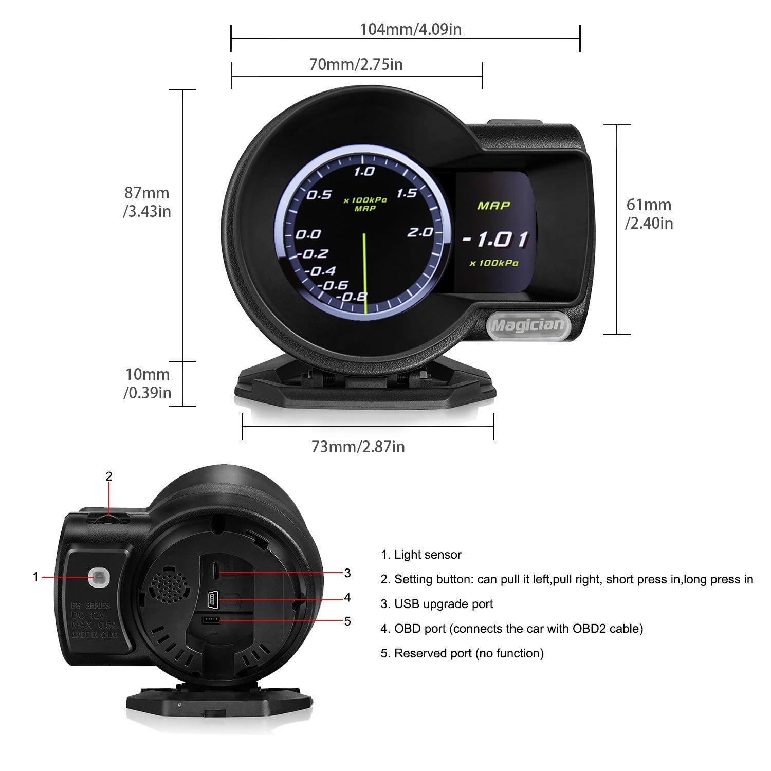 Профессиональный маг OBD2 F835 дисплей на голову Автомобильный цифровой датчик напряжения измеритель скорости температура воды сигнализация масло Авто F 835 OBD 2