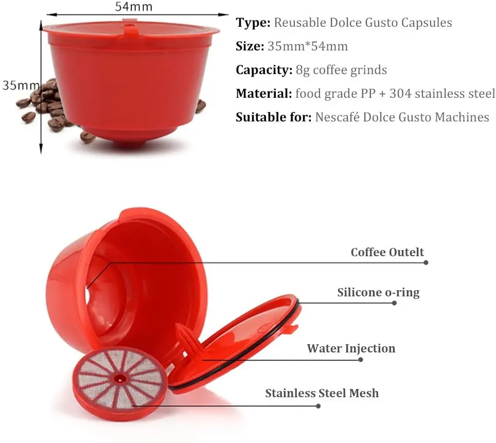 Многоразовые капсулы для кофейного фильтра 1 шт. моделей Dolce Gusto кофейная