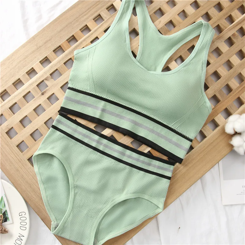 

Women Yoga Sport Bra Set Seamless Shockproof Fitness Running Bras Gym Top Fitness Running Sexy Back Underwear Breathable Vest