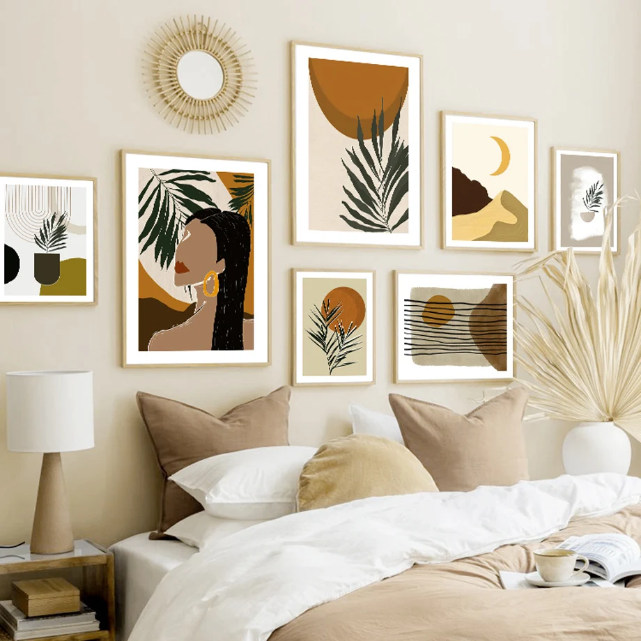 

Scandinavian Plants Lines Desert Sun Landscape Nordic Wall Art Canvas Painting Posters And Prints Pictures For Living Room Decor