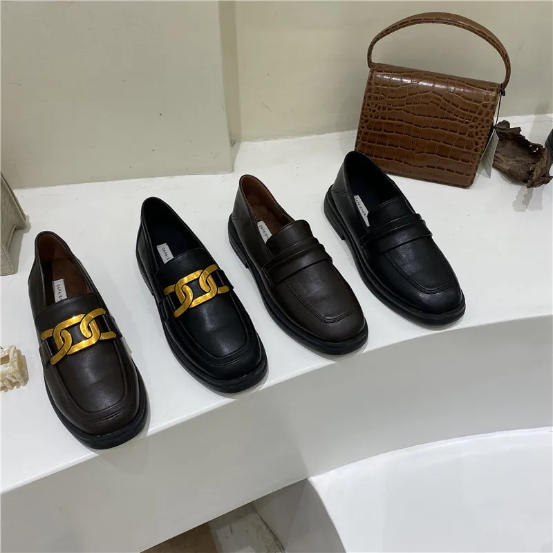 

British Style Womens Derby Shoes Black Flats All-Match Autumn Female Footwear Round Toe Casual Sneaker Preppy Leather Fall Mocca