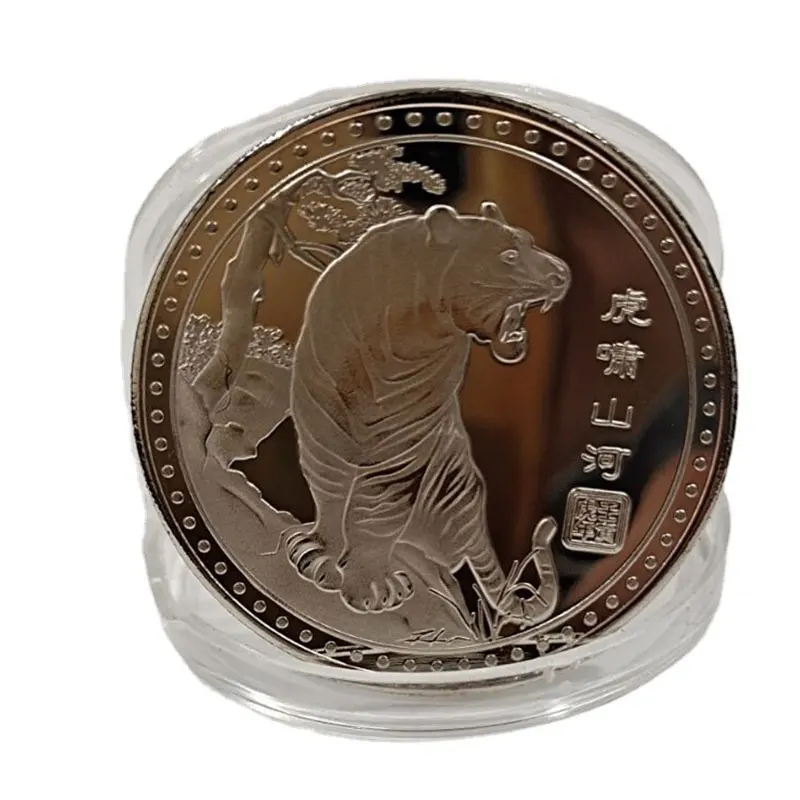 

Tiger Commemorative Coin 2022 New Year Year of The Collectibles Twelve Zodiac Tiger 2022 Chinese Culture China Tiger Coins Gift