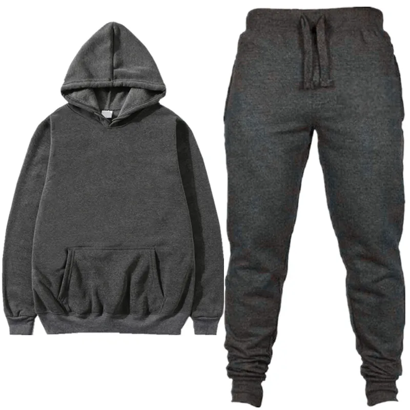 2Dark gray Спортивный костюм мужские наборы спортивные костюмы мужские толстовки+ брюки костюмы для бега высококачественный хлопковый спортивный костюм для женщин - Цвет: 2Dark gray