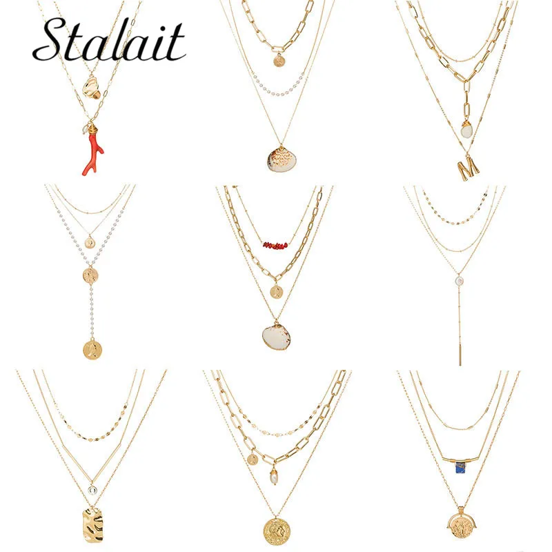 В богемном стиле королева Монета жемчуг подвеска со стразами колье с буквой М и