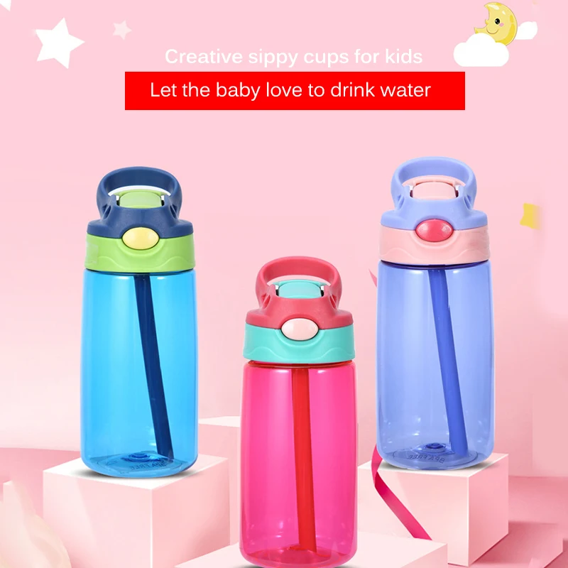 Портативные Мультяшные спортивные бутылки для воды 450 мл соломинка детский