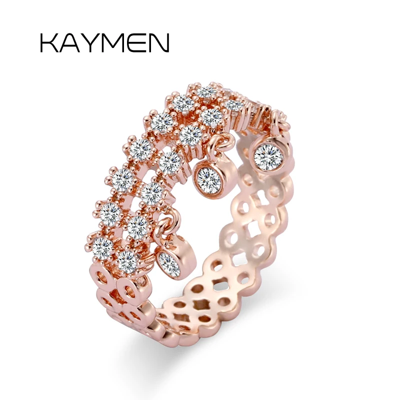 

Kaymen Gold Plated Cubic Zirconia Cuff Rings for Women Girls, Statement Band Rings for Wedding Engagement Party rings 00293