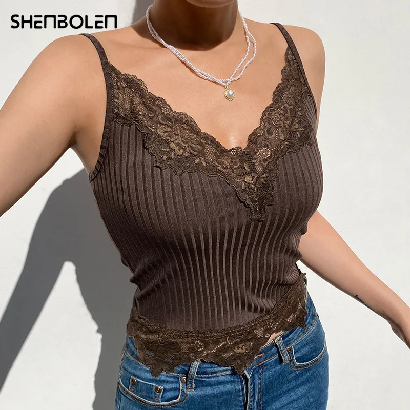 

Vintage Mesh Lace Sleeveless Corset Crop Top Women Summer Transparent Brown Y2K Strappy Camis Tops Floral Print Vest