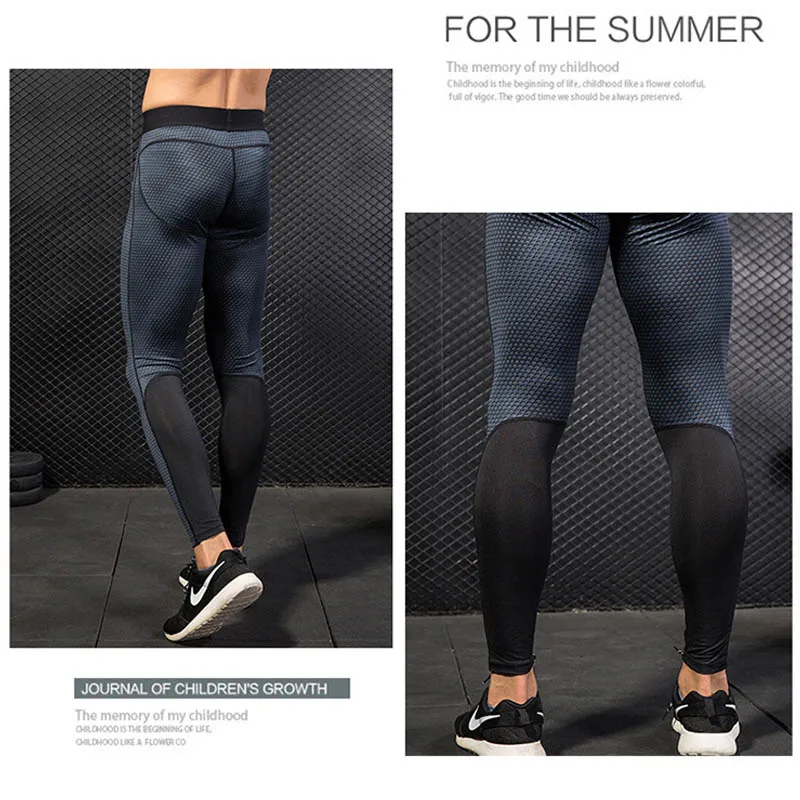 2021 New Men's Compression Leggings Running Sports Gym Bodybuilding Male Tight Trousers Capris Of Fitness Pants Of Quick-Drying