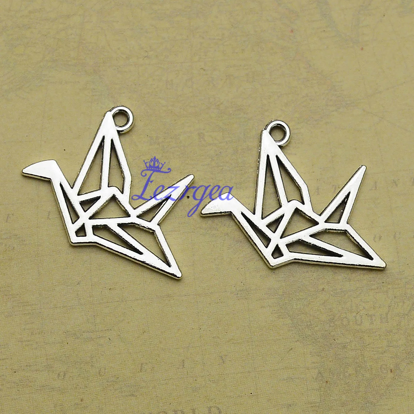 Бумажные Подвески в виде журавля с покрытием под античное серебро 20 шт./лот 27x19 мм