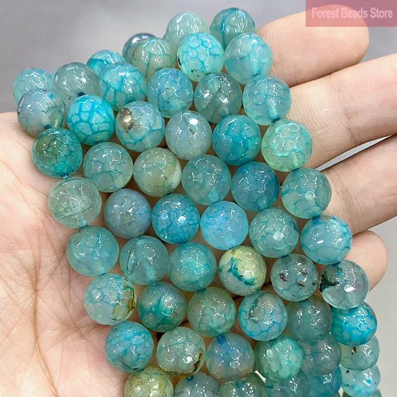 Гладкие граненые серьги с голубым огнем мечты дракона круглые бусины сделай сам