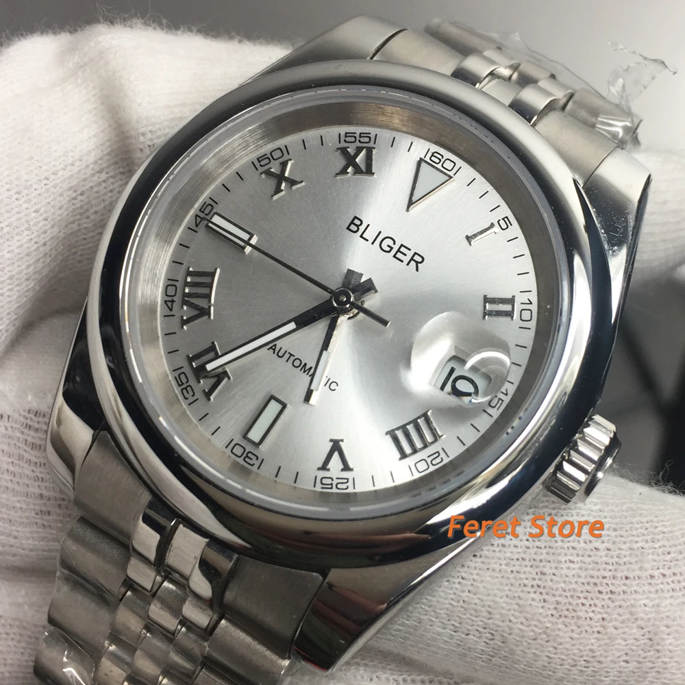 BLIGER 39mm top luxury Sterile Men s Watches Luminous Dial Hand Sapphire Glass Luminous White Dial Mechanical Automatic Movement