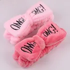 Новые повязки для волос из кораллового флиса с надписью OMG, мягкие повязки на голову с бантом для женщин и девочек, милые повязки для волос с бантом, головные уборы, аксессуары для волос