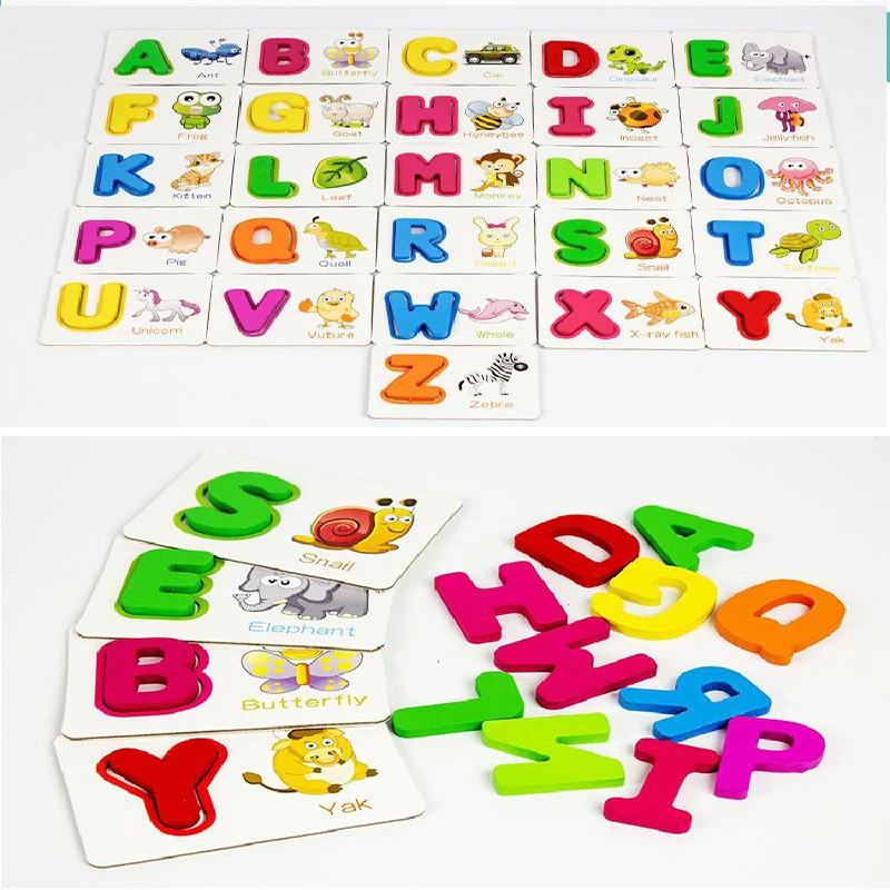 

Children's puzzle English alphabet word recognition toy baby literacy card enlightenment tear not broken early education card