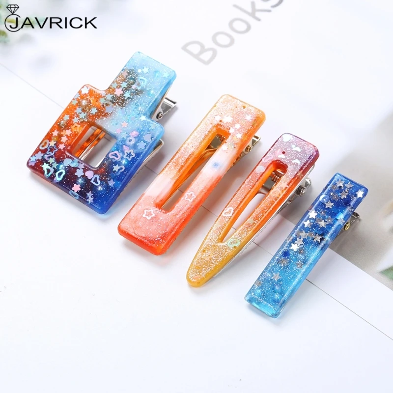 

4 Shapes Handmade Hair Clips Jewelry Resin Casting Mold Geometric Hair Clip Barrettes Silicone Mold Jewelry Making Tools