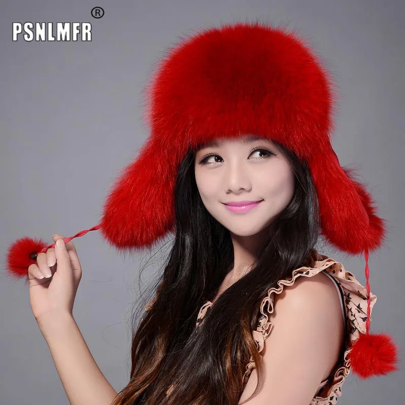 Роскошная Высококачественная шапка из натурального Лисьего меха женская теплая