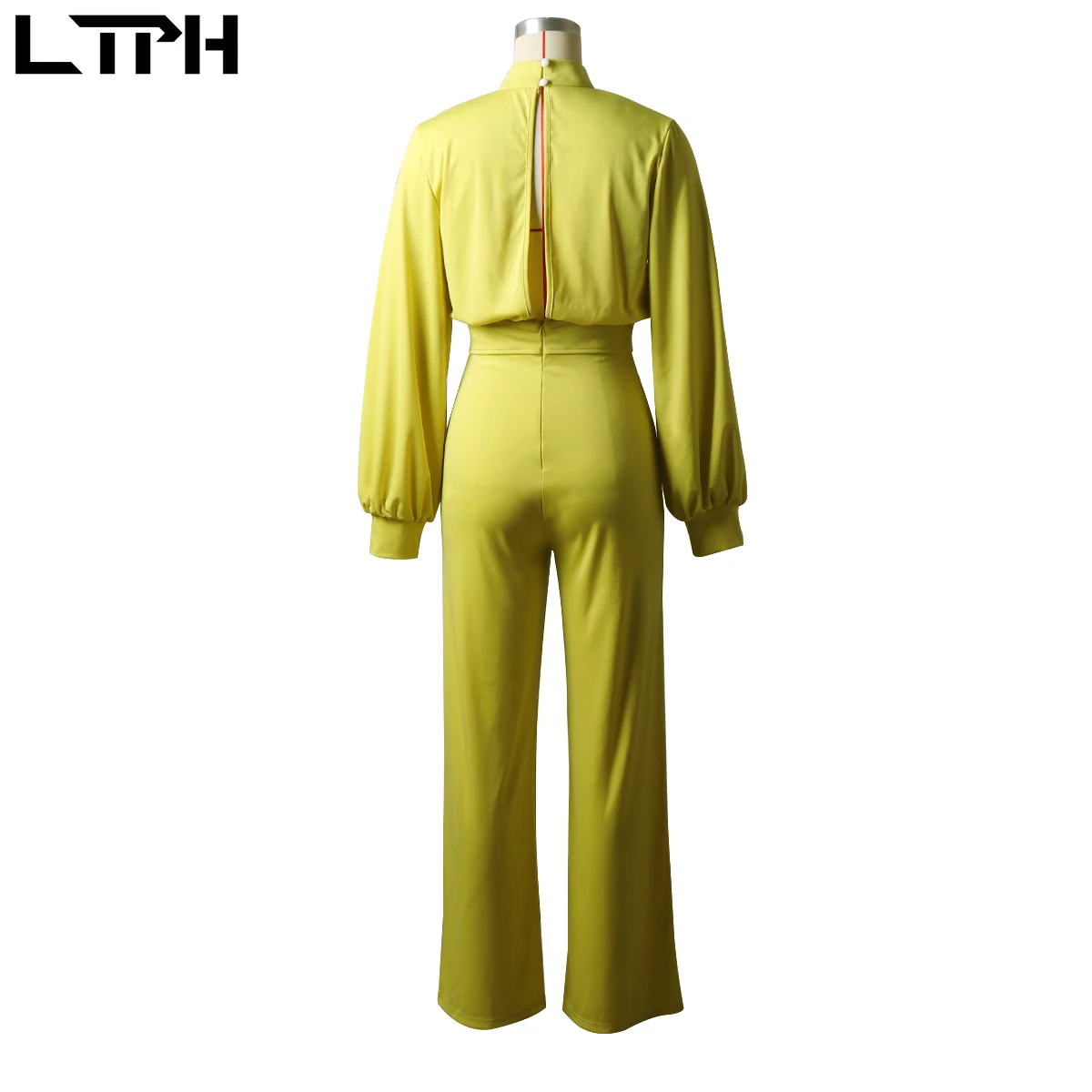 Комбинезон женский трикотажный однотонный с длинным рукавом и высоким