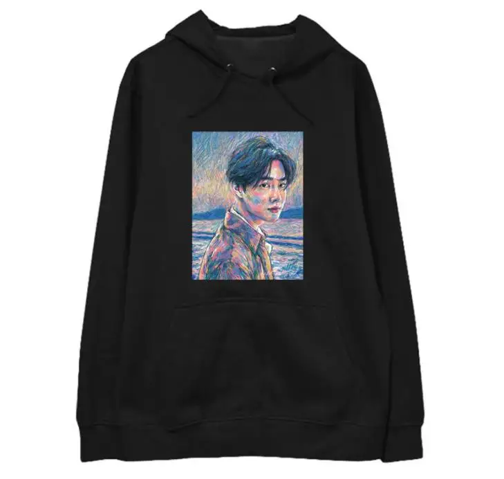 

Exo suho solo album same Self-Portrait printing pullover hoodies kpop unisex fleece/thin loose sweatshirt 3 colors