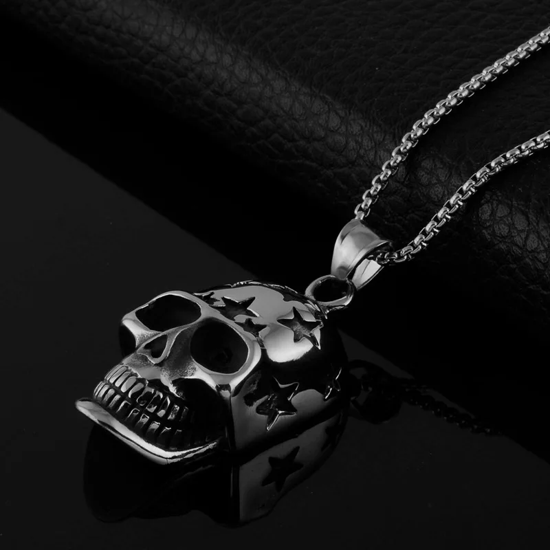 

2021 New Trend Ghost Head Necklace for Men Stainless Steel Cool Star Skull Pendant With Charm Clavicle Chain Jewelry Best Gift