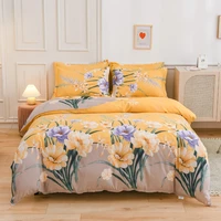 floral print cute bedding set thick four piece duvet cover student dormitory three piece bedding duvet cover pillowcase sheet