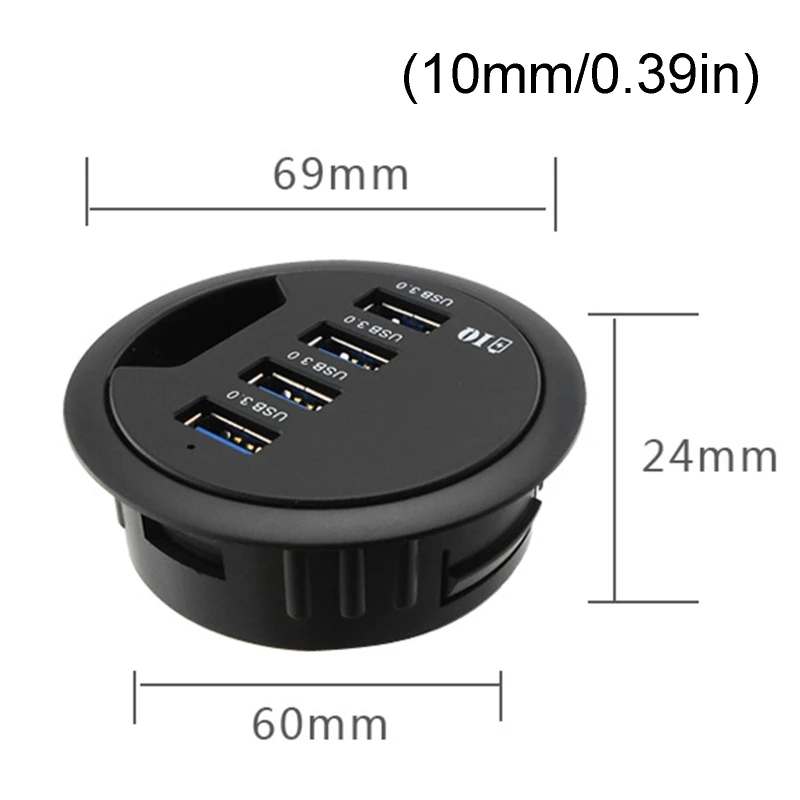 

EU US Power Adapter Mounting In-Desk 4 Ports USB 3.0 Hub Multi Splitter for PC Desktop Computer Laptop Mouse Keyboard