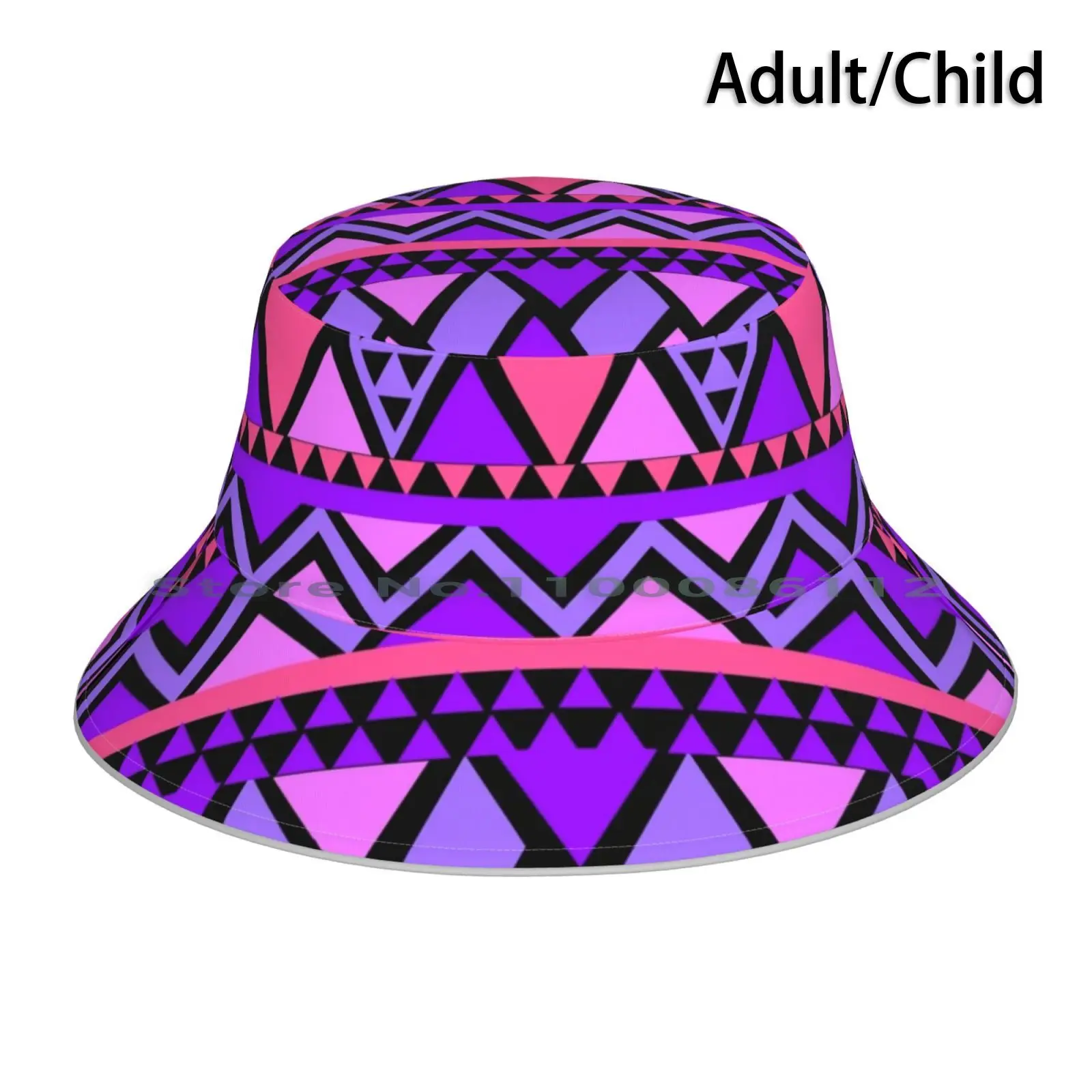Purple Tribal Pattern Bucket Hat Sun Cap Apron Backpack Tribal Tiki Hawaiian Island Lifestyle Tattoo Pacific Northwest