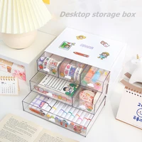 kawaii large capacity transparent drawer type desktop organizer desk storage box cosmetics and household storage products