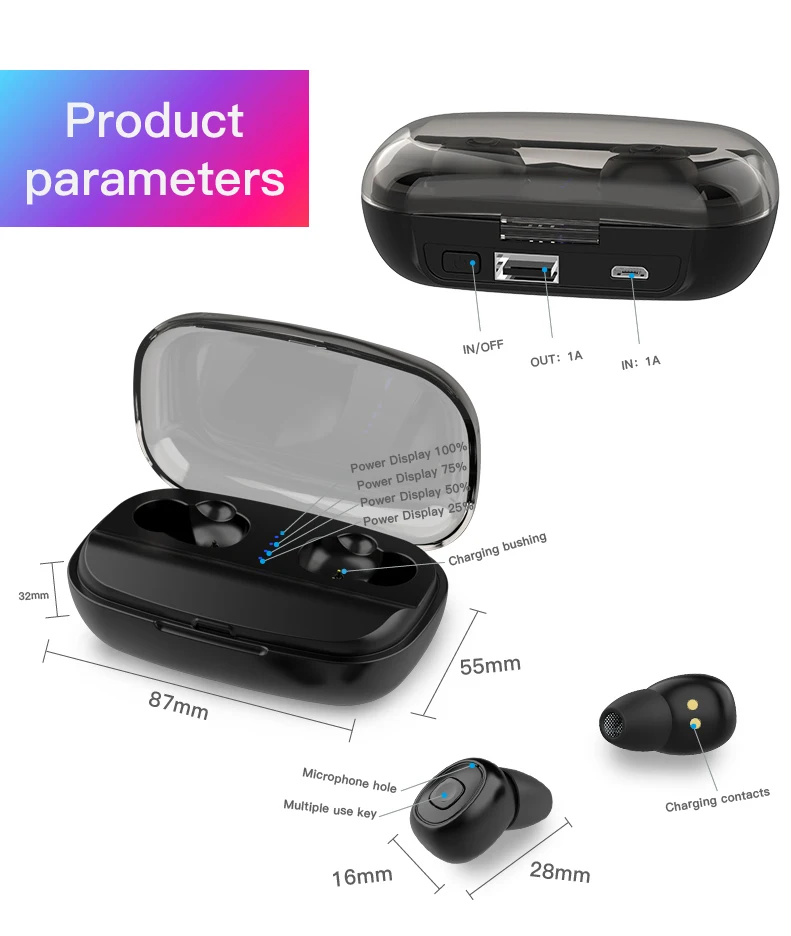 TWS-стереонаушники Xi10s с поддержкой Bluetooth 5 0 и зарядным футляром на 3000 мА · ч |