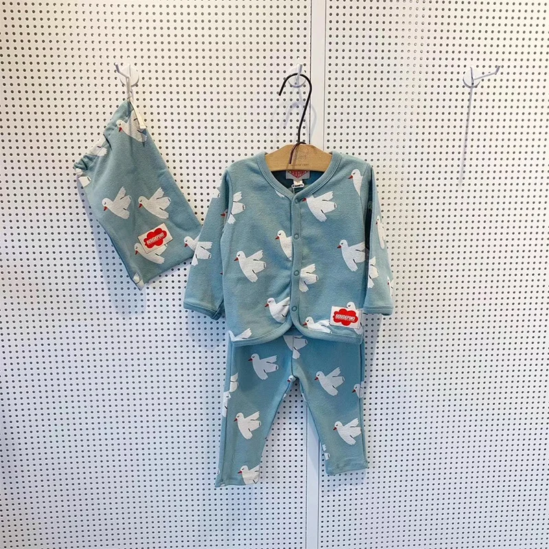 Корейские Детские пижамные комплекты Bebe De Pi* комплекты зимней одежды для сна с милым медведем для малышей комплекты одежды наивысшего качества для малышей брендовая одежда