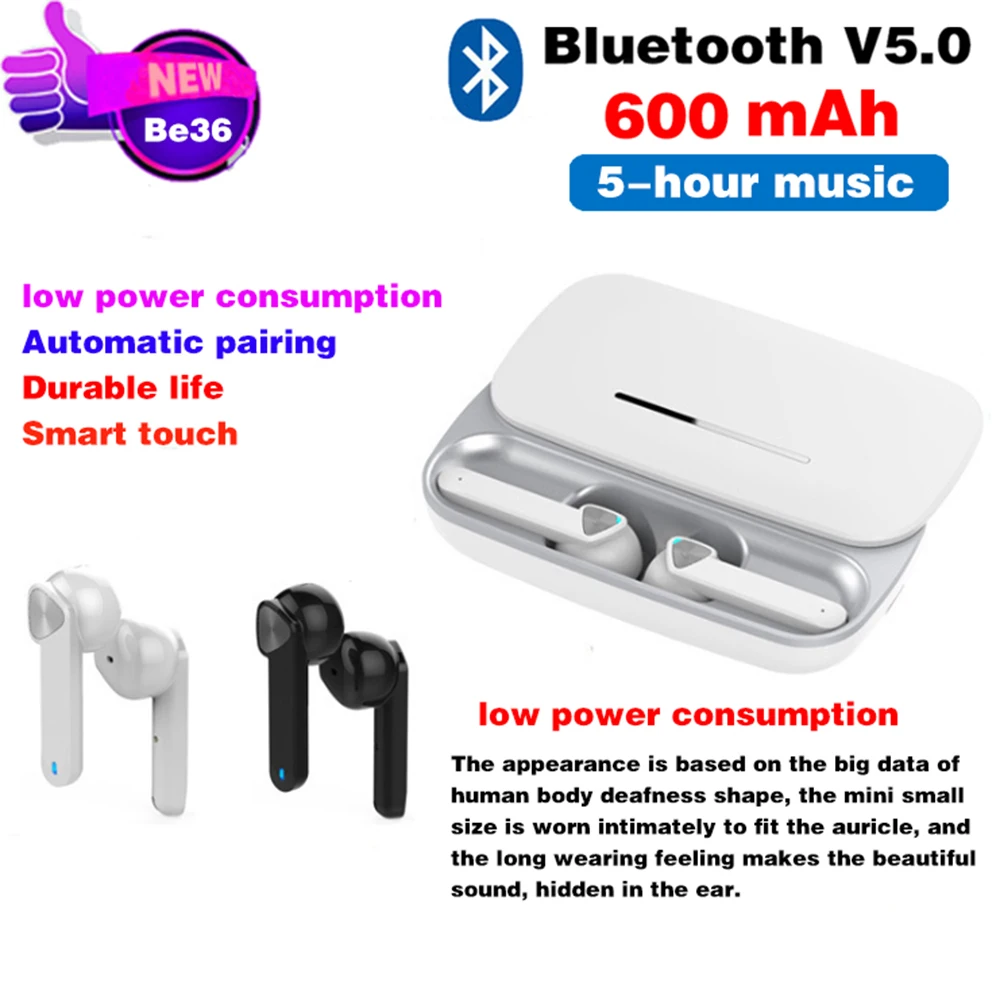 BE36 Bluetooth наушники с шумоподавлением мини эргономичная стереогарнитура зарядным