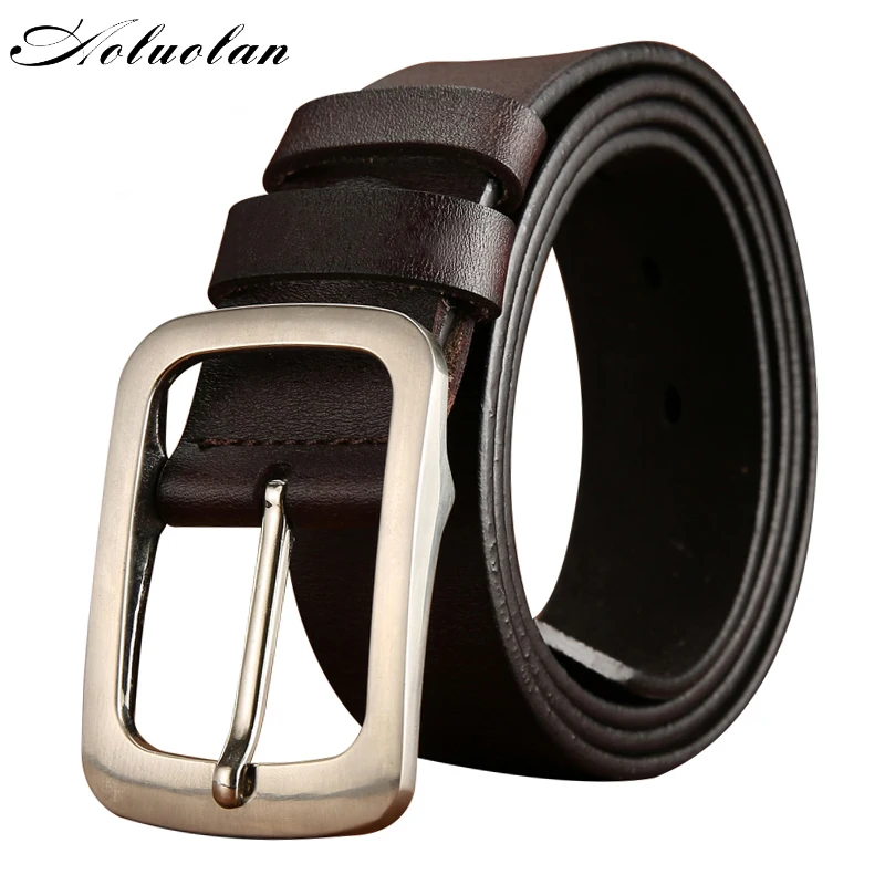 Brand Design Genuine Leather Belts for Men High Quality Vintage Pin Buckle Belt Jeans 3.8cm Width Luxury Strap Male