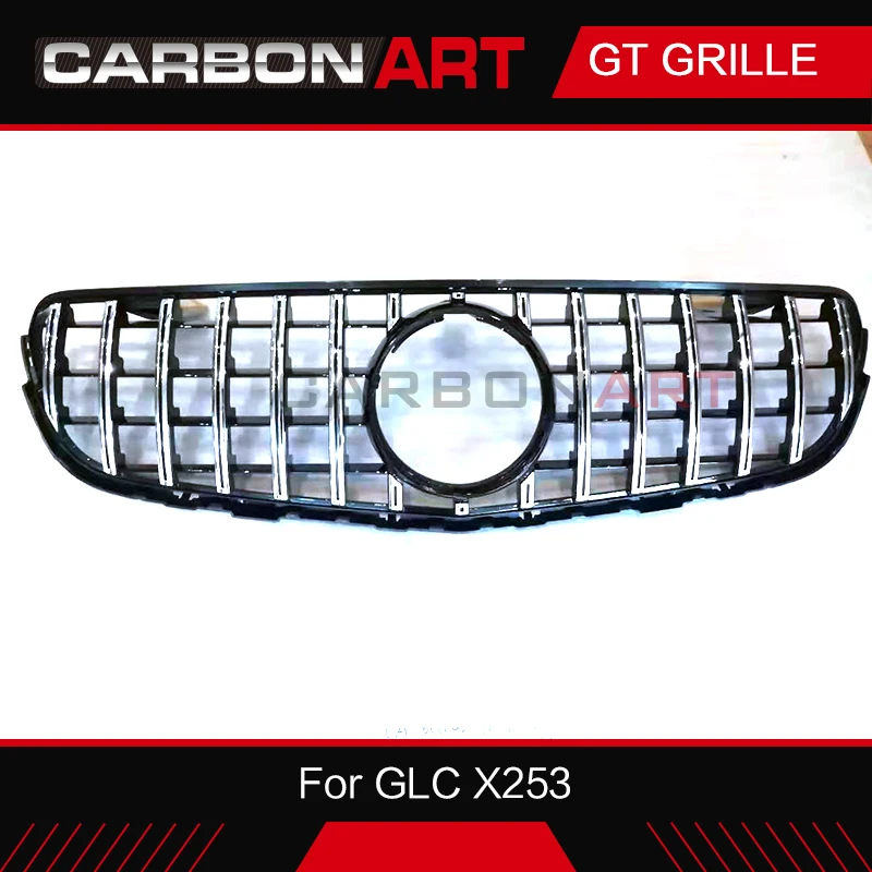 Chrome no cam hole GLC X253 amg-стиль передний гоночный сетчатый гриль для Mercedes X253 GLC200 GLC250 GLC300 GlC450 спортивная версия серебро - Цвет: Chrome no cam hole
