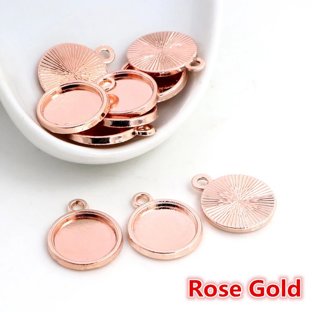 Rose Gold 20 шт 12 мм Внутренний размер классический 7 цветов покрытием односторонний один висячий простой стиль кабошон основа Установка Подвески - Цвет: Rose Gold