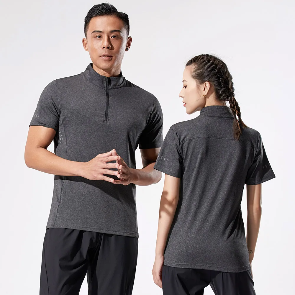 Men's Running T-Shirts, Quick-Drying Compression Sports T-Shirts, Gymnastic Running Zipper Shirts, Fitness Gym Football Shirts