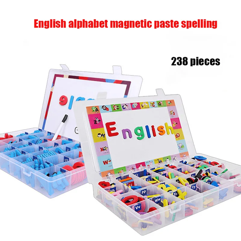 

238 Pieces of Magnetic Letter Stickers Boxed Montessori Toys Uppercase Letters Magnet Educational Toy Set Children's Gifts Toys
