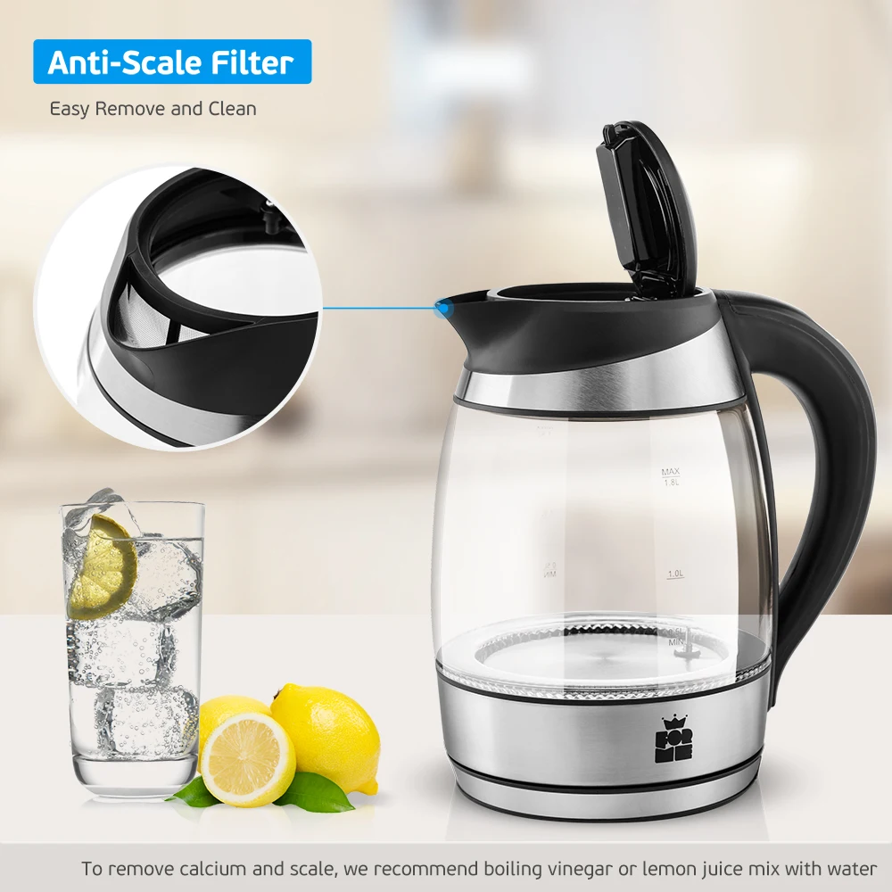 ForMe электрический стеклянный чайник из нержавеющей стали контроль температуры