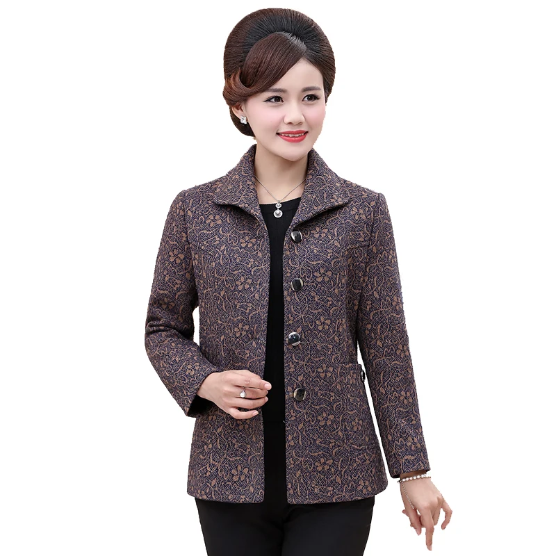 

New 2020 Spring Autumn Women Jacket Coat printing Fashion Slim Long-Sleeved Outwear Elegant Mother Tops Overcoat Plus Size 4XL