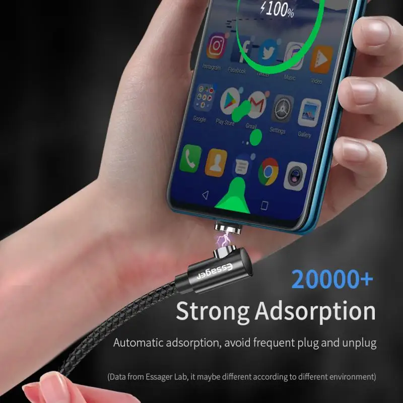 Магнитный кабель Essager 1 м 2 Micro Usb Type C быстрая зарядка магнитное зарядное