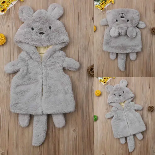 Kids Baby Girl Waistcoat Winter Warm Fleece Hoodie Coat Outerwear Jacket Vest