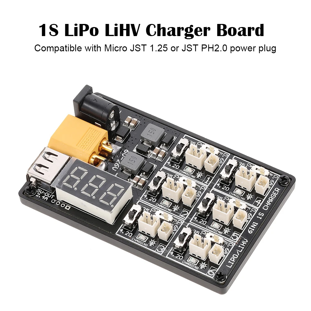 Параллельная зарядная плата LiHV XT60 6 в 1 с вход для Blade индуктивность E010 беспилотник