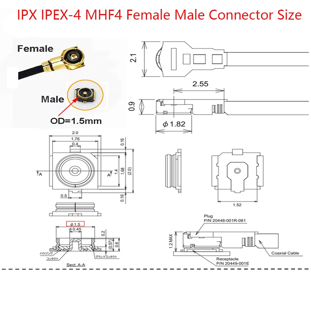 Коаксиальный разъем антенны 4-го поколения IPX4/IPEX4/MHF4 U.FL SMT PCB RF 10 шт. - купить по