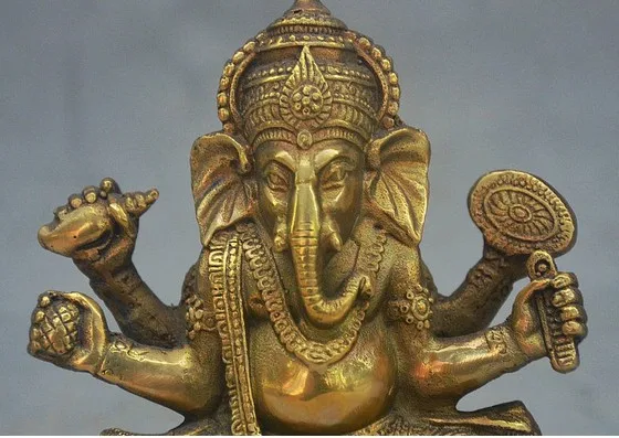 YM 311 4&quot Old Tibet Buddhism Bronze Ganapati Ganesh Lord Ganesha Elephant Buddha Statue | Дом и сад
