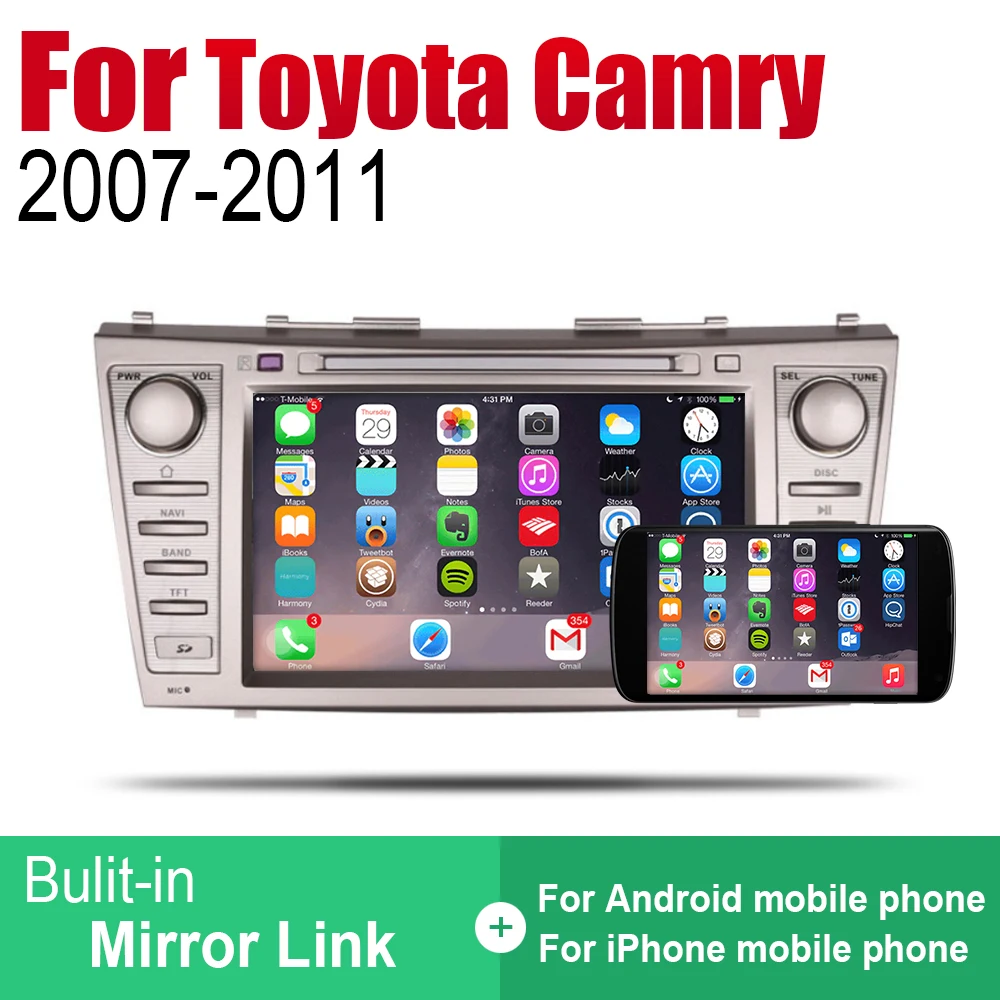 Автомагнитола для Toyota Camry 2007 2008 2009 2010 2011 Android 2 Din DVD мультимедийный плеер GPS