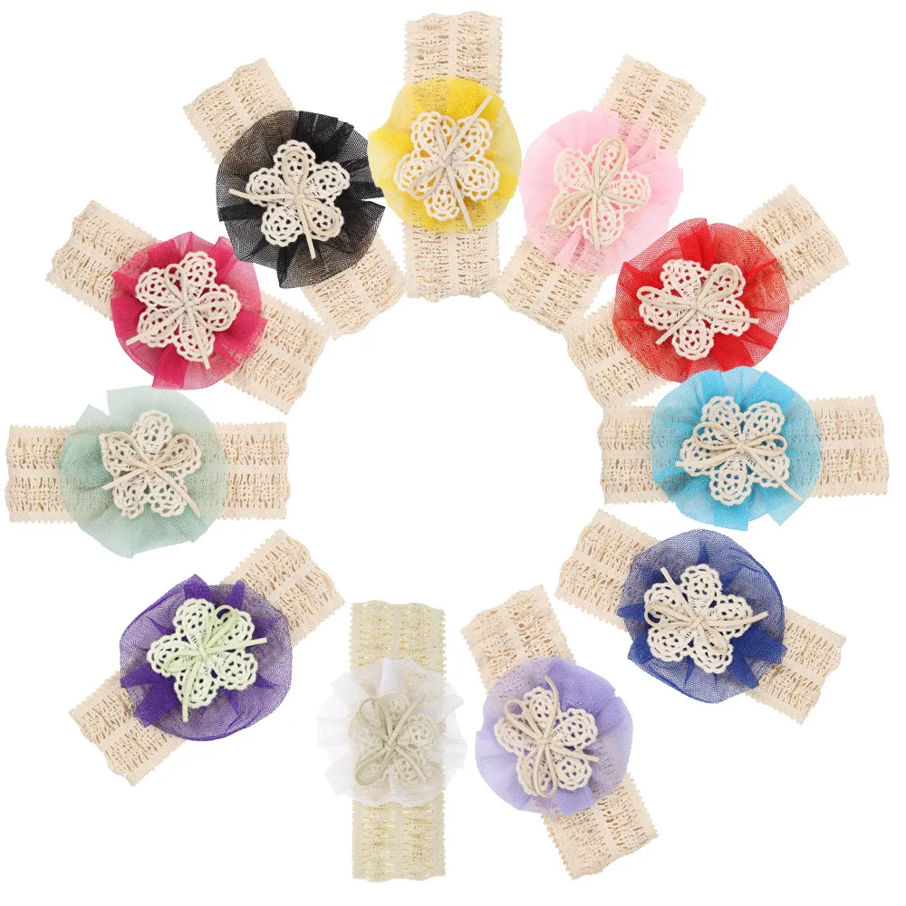 Reci&eacute;n Nacido diadema el&aacute;stico suave de diadema de flores para beb&eacute;s ni&ntilde;o beb&eacute; ni&ntilde;as de encaje de flores ni&ntilde;a gorro el&aacute;stico ni&ntilde;os apoyos de la foto-1