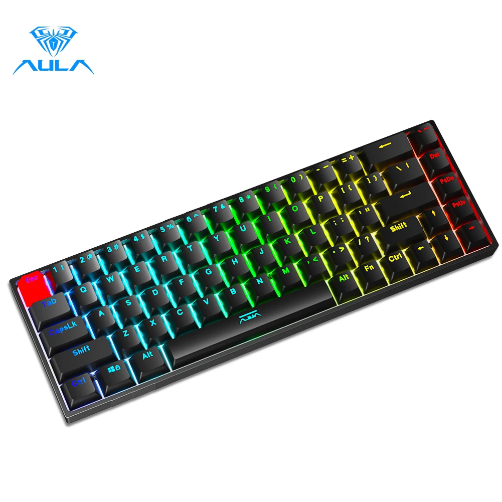 aula f3068 gaming mechanical keyboard support bluetooth type c keyboard hot swappable keyboard free global shipping