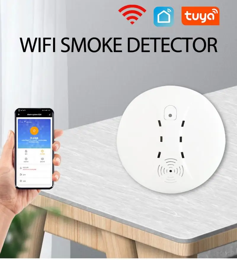 

Tuya WiFi Smoke Alarm Fire Protection Smoke Detector Smokehouse Combination Fire Alarm Home Security Alarm Smart Life APP
